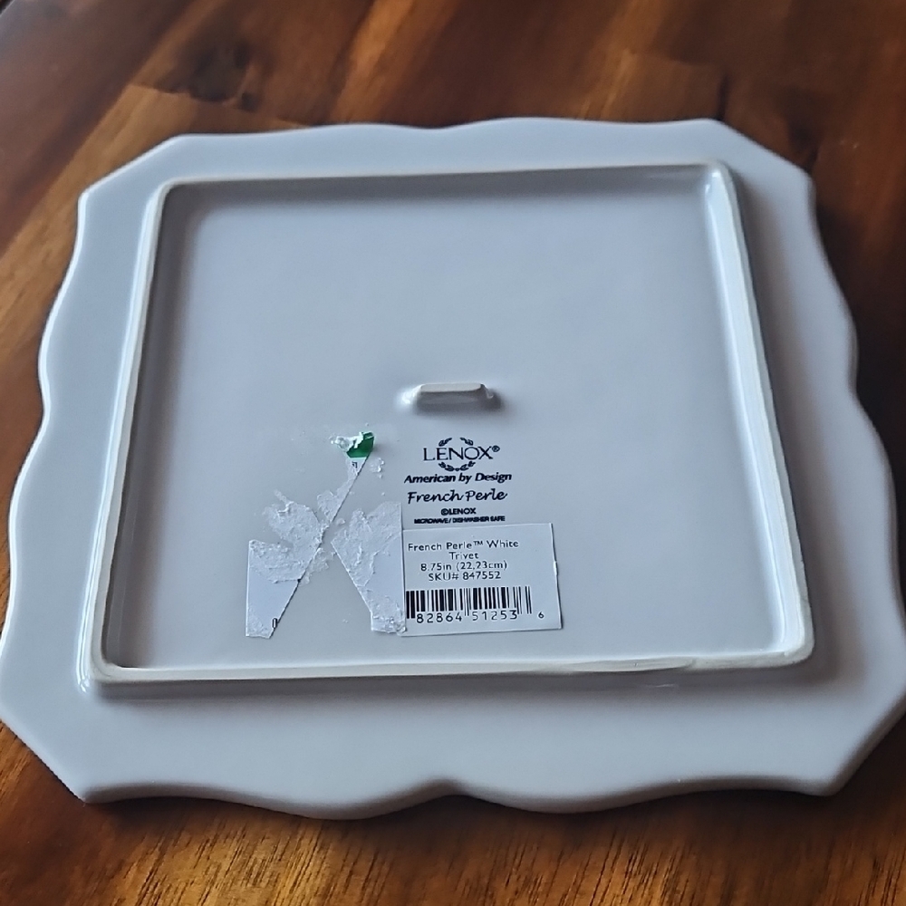 Lenox French Perle White Ceramic Trivet Plate. - Picture 3 of 6